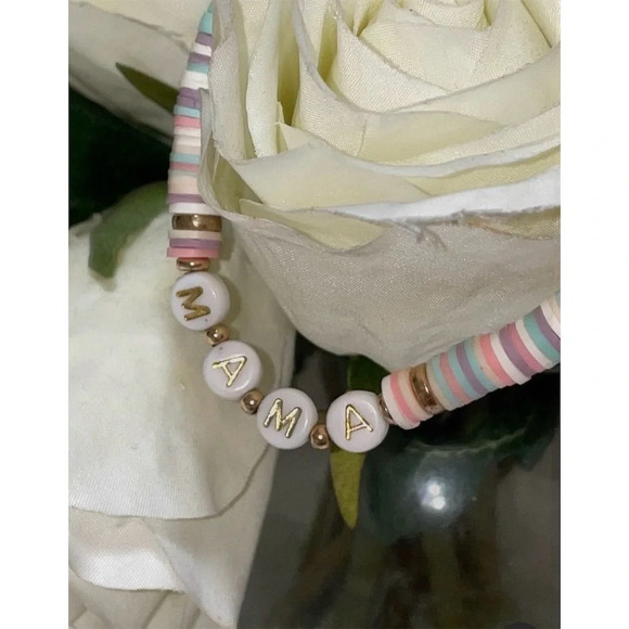 Bauble bar Mama Beaded Bracelet Multicolor elastic Women's Jewelry - Picture 4 of 5